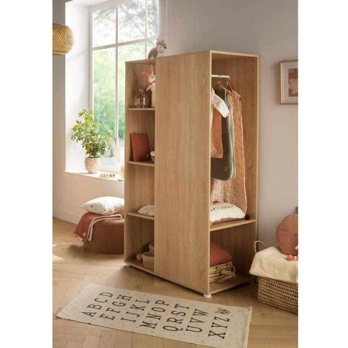 Meuble de rangement enfant - Chene doré - Décor bois - Avec étageres et penderie - Babyprice Up BABY PRICE