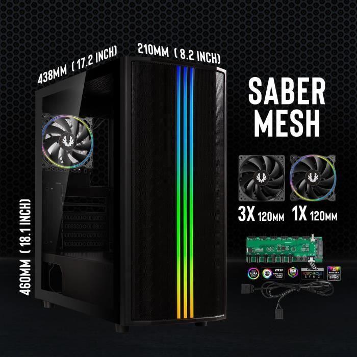 Boitier PC sans alimentation - BITFENIX Saber Mesh (Noir) - Moyen tour - Format ATX BITFENIX