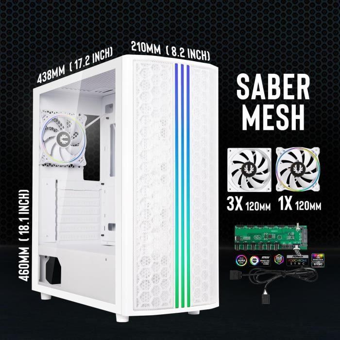 Boitier PC sans alimentation - BITFENIX Saber Mesh (Blanc) - Moyen tour - Format ATX BITFENIX