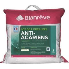 BLANREVE Lot de 2 Oreillers Triple Protection - 60 x 60 cm - Blanc BLANREVE