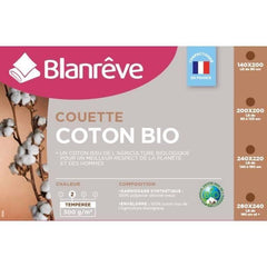 BLANREVE Couette tempérée Coton BIO - 300g/m² - 200x200cm BLANREVE