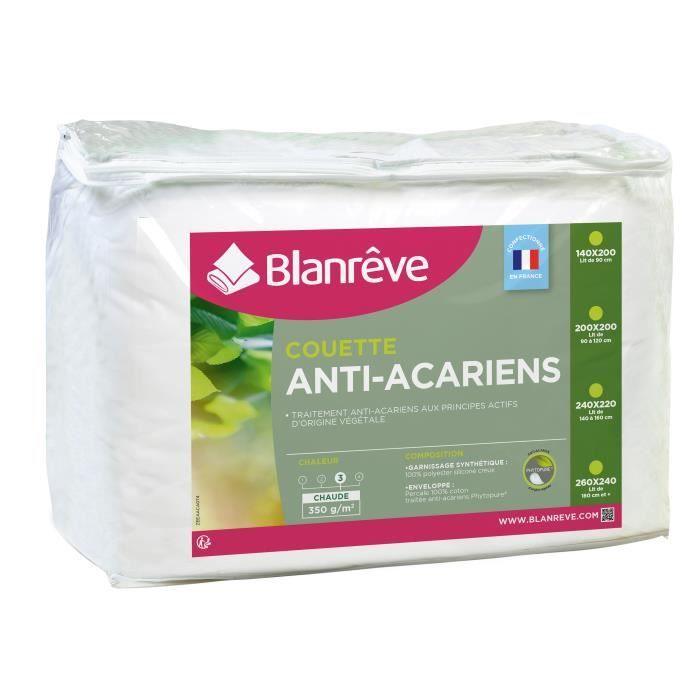 BLANREVE Couette chaude Percale - Anti-acariens - 350g/m² - 140x200cm BLANREVE