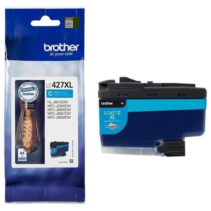 Cartouche d'encre LC427XLC - BROTHER - Cyan - 5000 pages - Pour Brother MFC-J6955DW, MFC-J6957DW, MFC-J5955DW et HL-J6010DW BROTHER