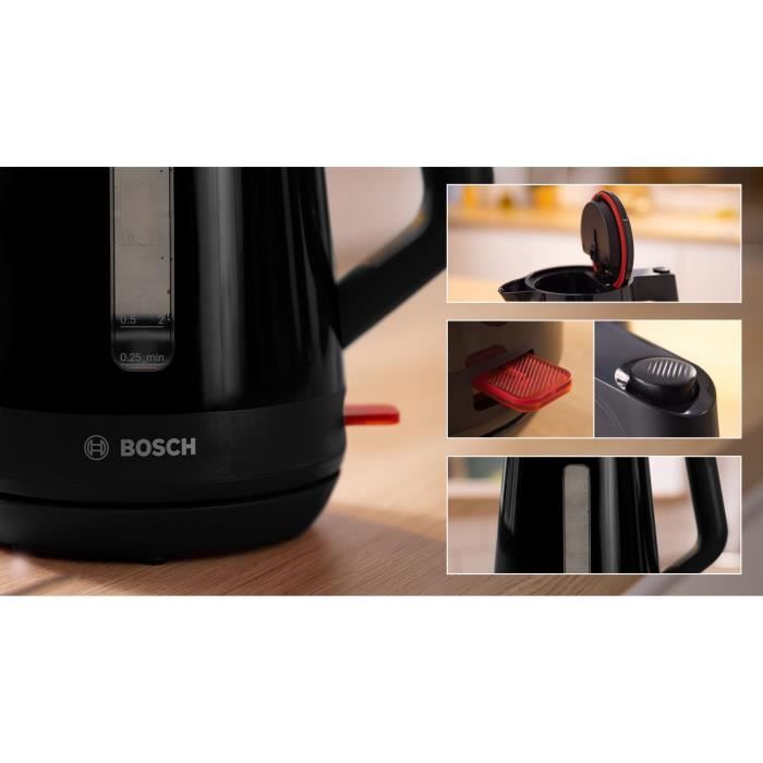 Bouilloire - BOSCH - TWK1M123 MyMoment - Noire - capacité 1,7L - base 360° - filtre anti-calcaire - Paloma Tech