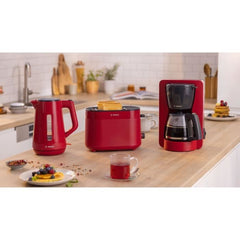 Bouilloire - BOSCH - TWK1M124 MyMoment - Rouge - capacité 1,7L - base 360° - filtre anti-calcaire - Paloma Tech