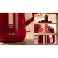 Bouilloire - BOSCH - TWK1M124 MyMoment - Rouge - capacité 1,7L - base 360° - filtre anti-calcaire - Paloma Tech