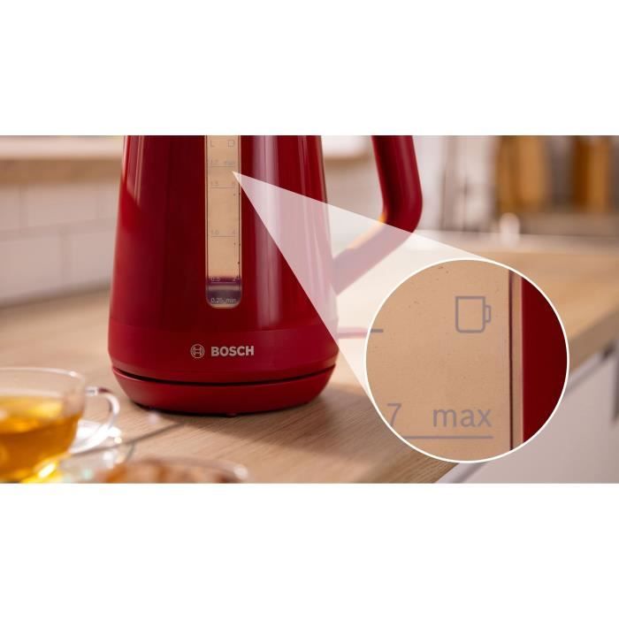 Bouilloire - BOSCH - TWK1M124 MyMoment - Rouge - capacité 1,7L - base 360° - filtre anti-calcaire - Paloma Tech