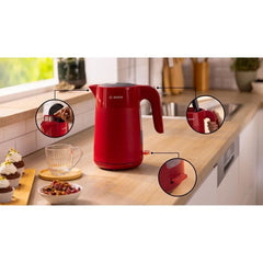 Bouilloire - BOSCH - TWK2M164 MyMoment - Rouge Mate - indicateur de tasses - niveau d'eau visible - Paloma Tech