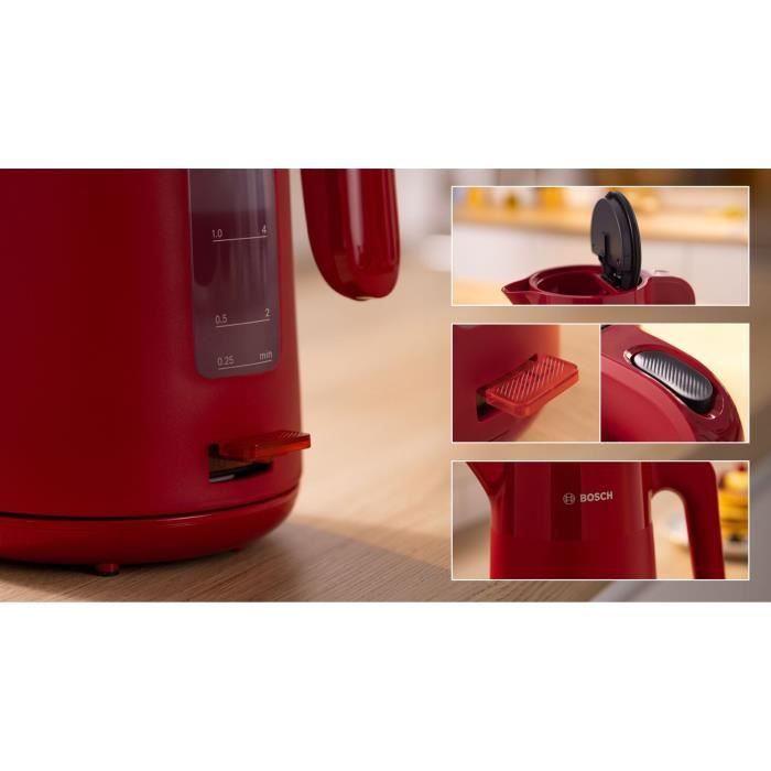 Bouilloire - BOSCH - TWK2M164 MyMoment - Rouge Mate - indicateur de tasses - niveau d'eau visible - Paloma Tech