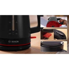 Bouilloire - BOSCH - TWK3M123 MyMoment - Noire Mate - interrupteur éclairé - arret automatique a ébulition - Paloma Tech