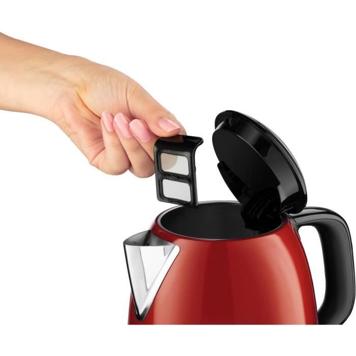 Bouilloire Compacte Rouge - RUSSELL HOBBS 24992-70 - Capacité 1L - Filtre Anti-Calcaire Amovible - Paloma Tech