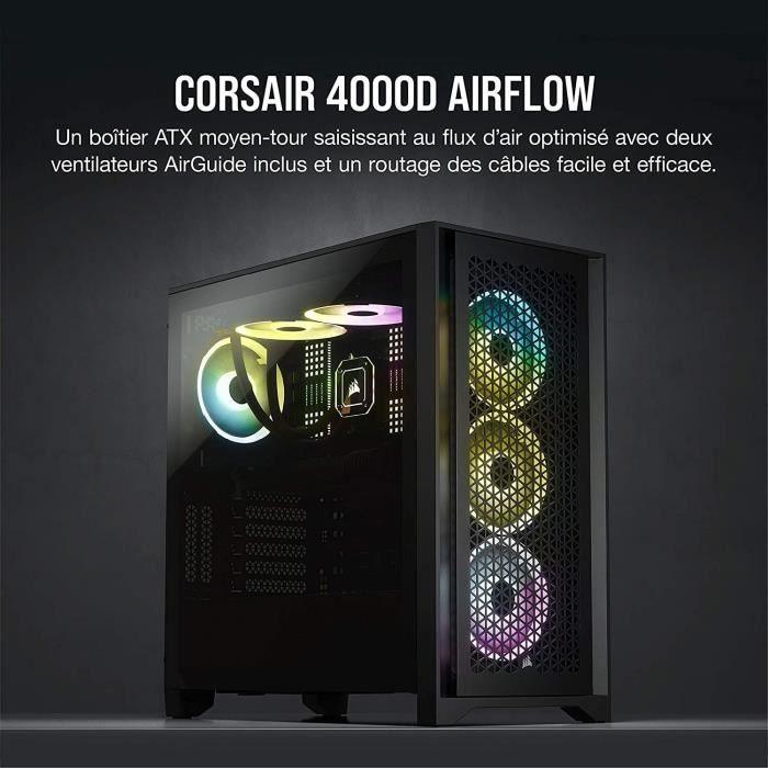 Boîtier PC Gaming - CORSAIR - 4000D Airflow - Moyen Tour - Verre trempé - Noir (CC9011200WW) CORSAIR