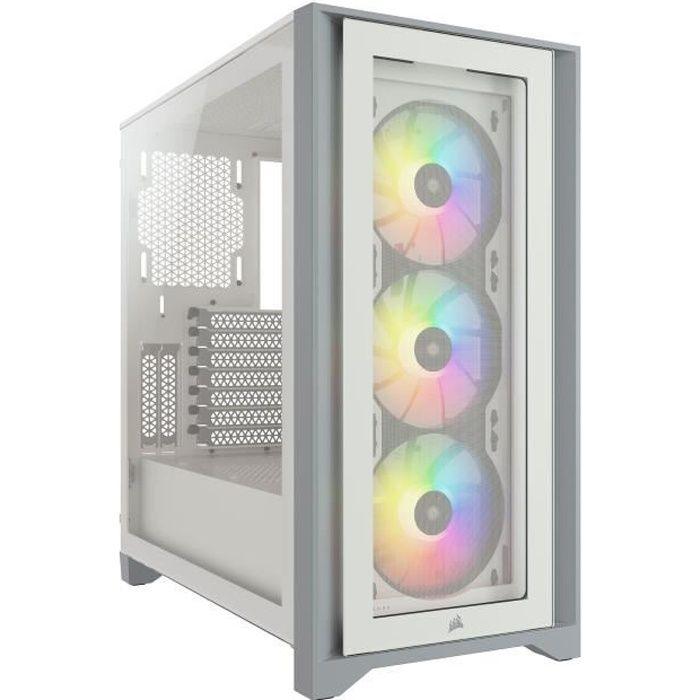 CORSAIR Boîtier PC iCUE 4000X RGB - Moyen Tour - Verre trempé - Blanc (CC9011205WW) CORSAIR