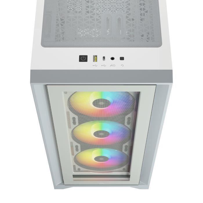 CORSAIR Boîtier PC iCUE 4000X RGB - Moyen Tour - Verre trempé - Blanc (CC9011205WW) CORSAIR