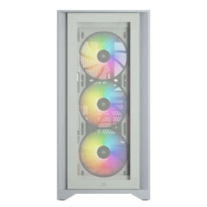 CORSAIR Boîtier PC iCUE 4000X RGB - Moyen Tour - Verre trempé - Blanc (CC9011205WW) CORSAIR