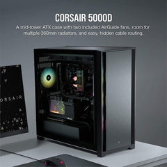 CORSAIR Boîtier PC 5000D - Verre Trempé Moyen-Tour ATX  - Noir (CC-9011208-WW) CORSAIR
