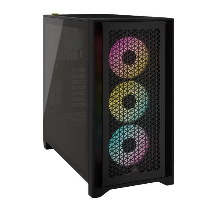 Boitier PC - CORSAIR - iCUE 4000D RGB Airflow - Moyen-tour - 3 ventilateurs AF120 RGB ELITE - Noir CORSAIR