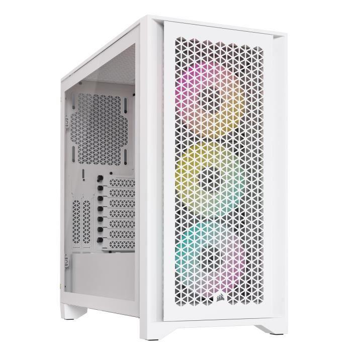 Boitier PC - CORSAIR - iCUE 4000D RGB Airflow - Moyen-tour - 3 ventilateurs AF120 RGB ELITE - Blanc CORSAIR