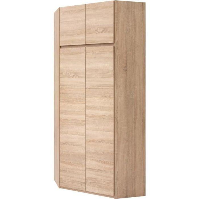 ACADEMICA Armoire d'angle - Décor chene sonoma - Contemporain - Chambre - L 80,5 cm AUCUNE