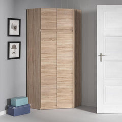 ACADEMICA Armoire d'angle - Décor chene sonoma - Contemporain - Chambre - L 80,5 cm AUCUNE