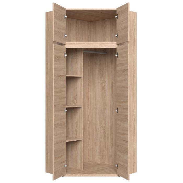 ACADEMICA Armoire d'angle - Décor chene sonoma - Contemporain - Chambre - L 80,5 cm AUCUNE