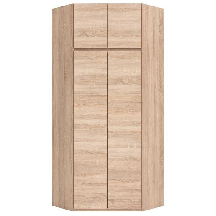 ACADEMICA Armoire d'angle - Décor chene sonoma - Contemporain - Chambre - L 80,5 cm AUCUNE