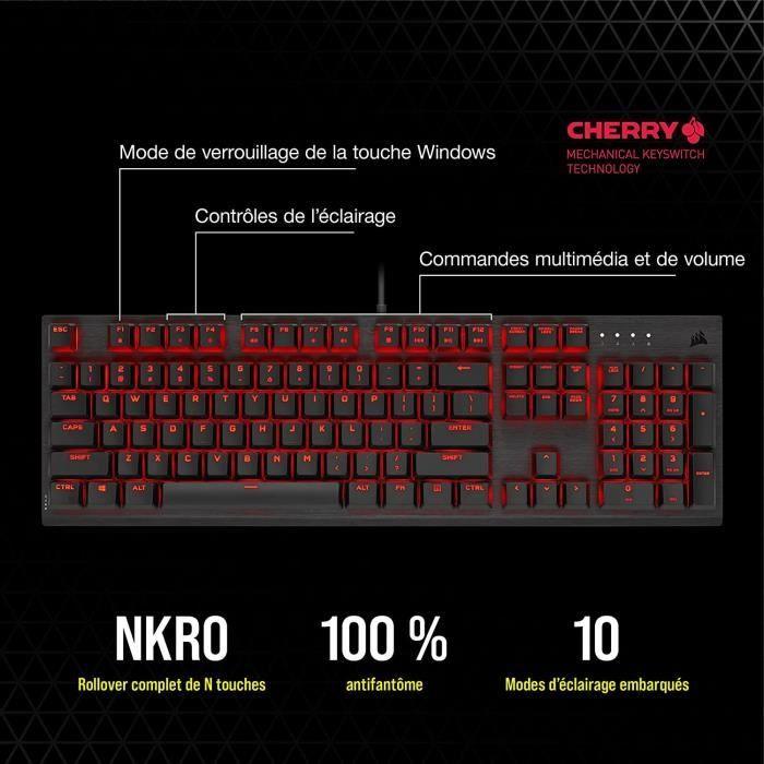 CORSAIR Clavier mécanique gaming K60 PRO a LED Rouge - Azerty - Noir (CH-910D029-FR) CORSAIR