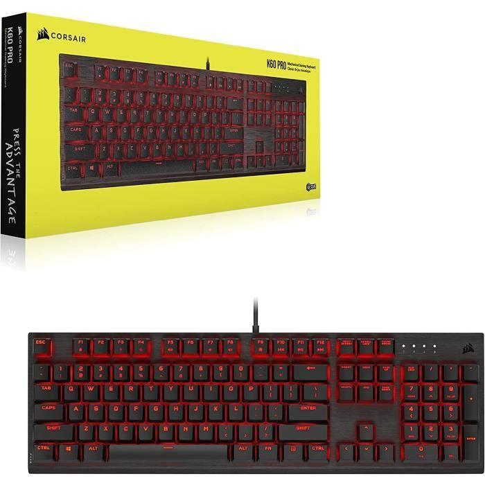 CORSAIR Clavier mécanique gaming K60 PRO a LED Rouge - Azerty - Noir (CH-910D029-FR) CORSAIR