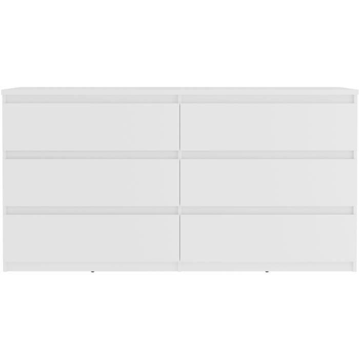 Commode CHELSEA 6 Tiroirs - Couleur blanc mat - L 154 x P 42,2 x H 79,9 cm AUCUNE