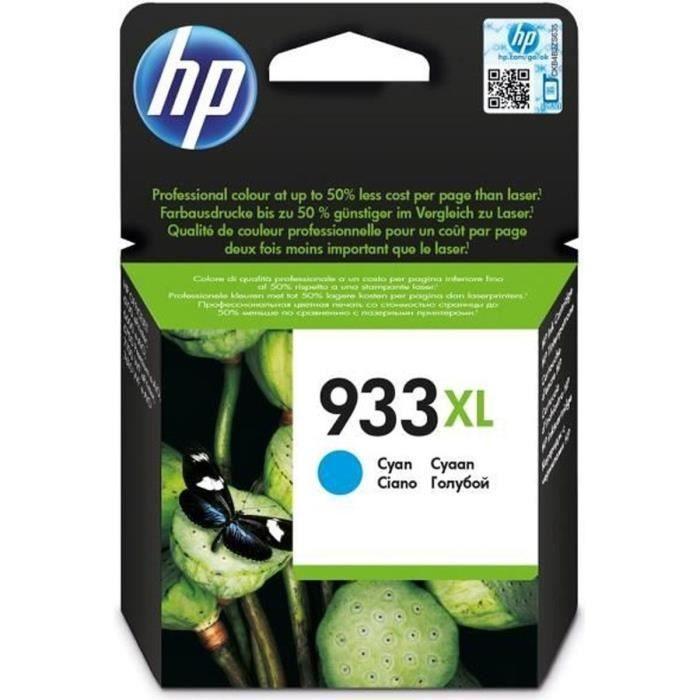 HP 933XL Cartouche d'encre cyan grande capacité authentique (CN054AE) pour HP OfficeJet 6100/6600/6700/7100/7510/7610 HP