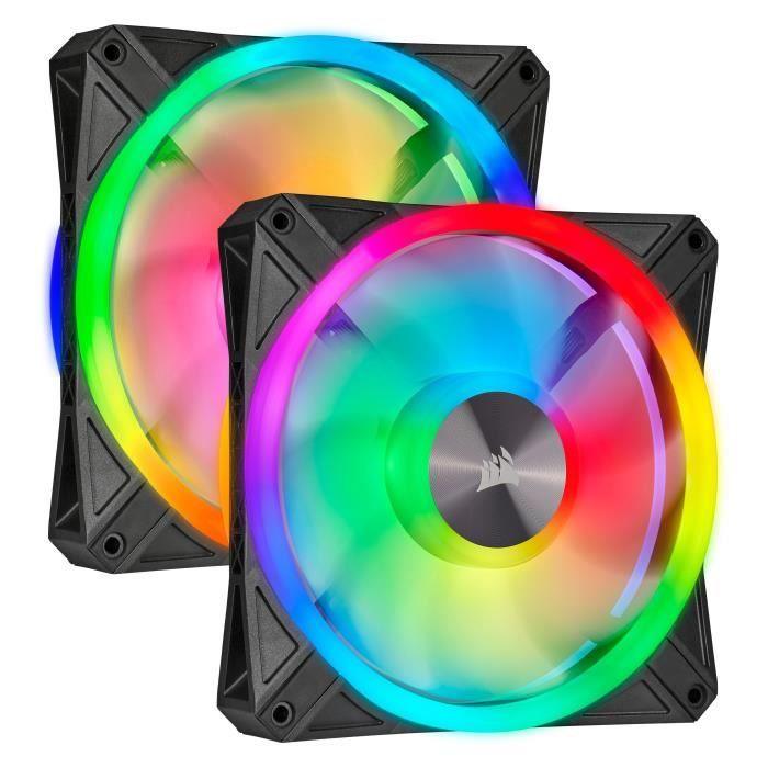 CORSAIR Lot de deux ventilateurs iCUE QL140 RGB - Diametre 140mm - Avec lighting Node Core (CO-9050100-WW) CORSAIR