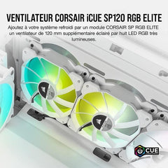 CORSAIR Ventilateur SP Series - White SP120 RGB ELITE - 120mm RGB LED Fan with AirGuide - Single Pack (CO-9050136-WW) CORSAIR