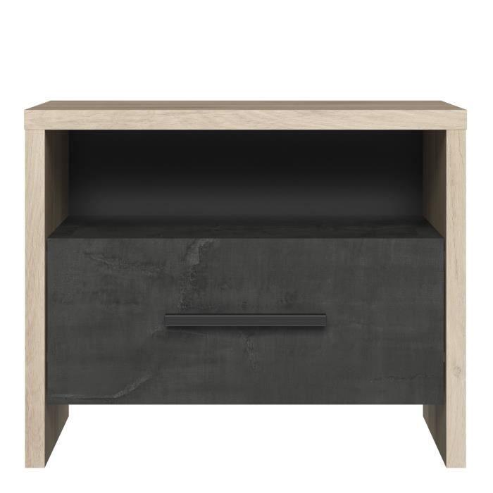 DEMEYERE Table de chevet 1 tiroir - Décor Chene Kronberg - L 49,6 x P 36,3 x H 40,1 cm - COLORADO DEMEYERE