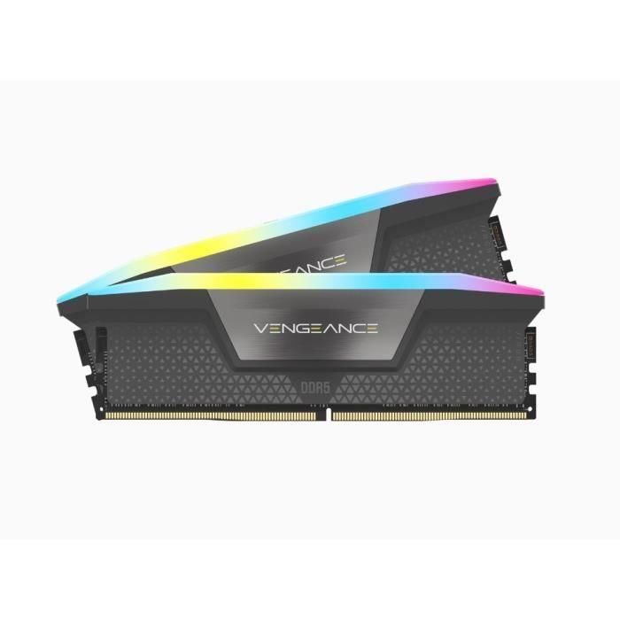 Mémoire RAM - CORSAIR - Vengeance RGB DDR5 - 32GB 2x16GB DIMM - 5200 MHz - 1,25V - Gris (CMH32GX5M2B5200Z40K) CORSAIR