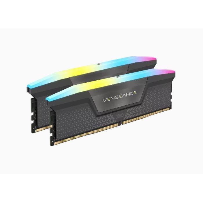 Mémoire RAM - CORSAIR - Vengeance RGB DDR5 - 32GB 2x16GB DIMM - 5200 MHz - 1,25V - Gris (CMH32GX5M2B5200Z40K) CORSAIR