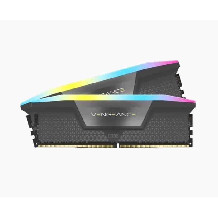Mémoire RAM - CORSAIR - Vengeance RGB DDR5 - 32GB 2x16GB DIMM - 5600 MHz - 1,25V - Gris (CMH32GX5M2B5600Z36K) CORSAIR