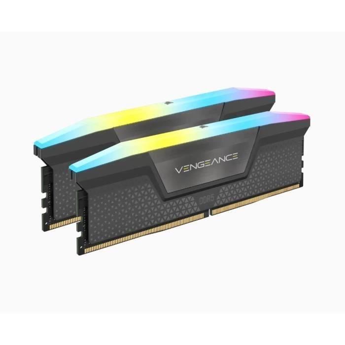 Mémoire RAM - CORSAIR - Vengeance RGB DDR5 - 32GB 2x16GB DIMM - 5600 MHz - 1,25V - Gris (CMH32GX5M2B5600Z36K) CORSAIR
