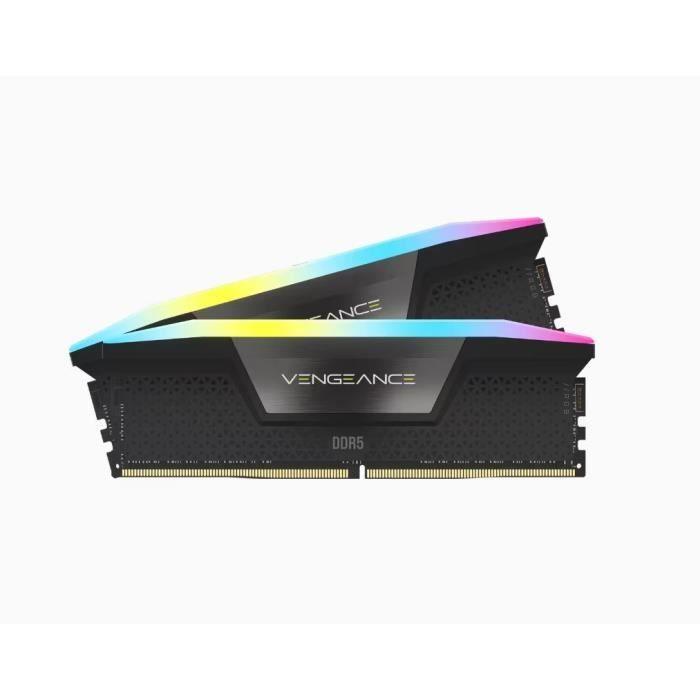 Mémoire RAM - CORSAIR - Vengeance RGB DDR5 - 32GB 2x16GB DIMM - 6000 MHz - 1,35V - Gris (CMH32GX5M2D6000Z36K) CORSAIR