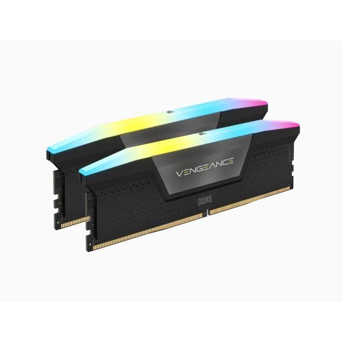 Mémoire RAM - CORSAIR - Vengeance RGB DDR5 - 32GB 2x16GB DIMM - 6000 MHz - 1,35V - Gris (CMH32GX5M2D6000Z36K) CORSAIR
