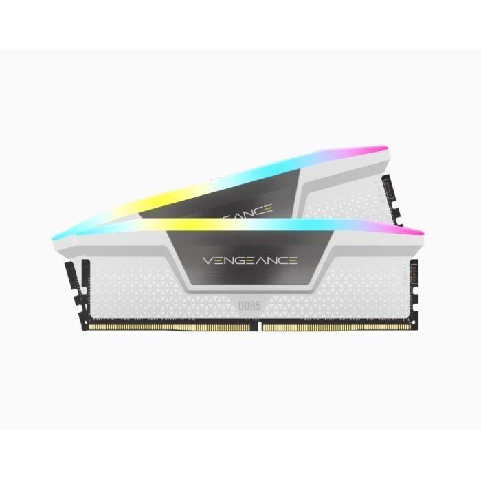 Mémoire RAM - CORSAIR - Vengeance RGB DDR5 - 32GB 2x16GB DIMM - 5600 MHz - 1,25V - Blanc (CMH32GX5M2B5600C36WK) CORSAIR