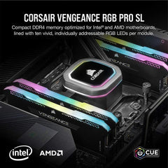 CORSAIR Mémoire PC DDR4 - VENGEANCE RGB PRO - 16Go (2x8Go) - 3600Mhz - CAS 18 - Black (CMH16GX4M2D3600C18) CORSAIR