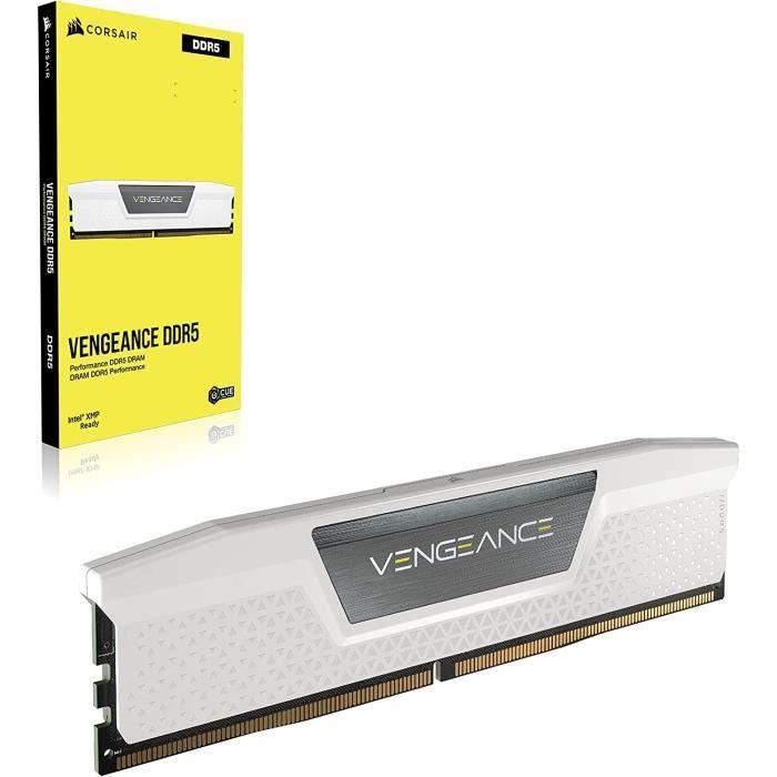Mémoire RAM - CORSAIR - Vengeance DDR5 - 32GB 2x16GB DIMM - 5600 MHz - 1,25V - Blanc (CMK32GX5M2B5600C36W) CORSAIR