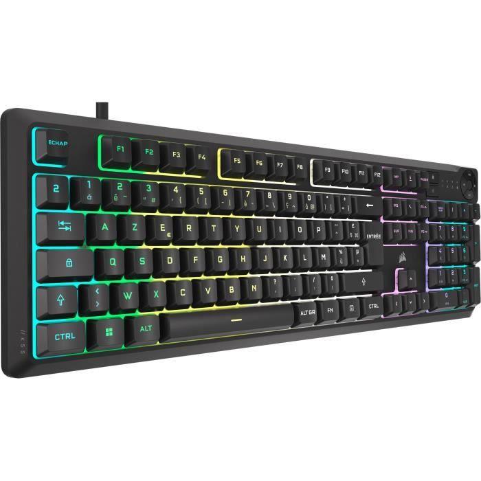 Clavier gaming filaire a membrane - CORSAIR - K55 CORE RGB - Rétroéclairage RGB 10 zones - Gris - Silencieux et réactif CORSAIR