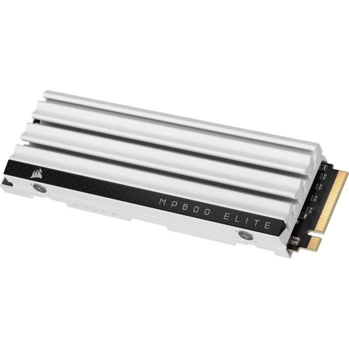 Disque SSD interne - CORSAIR - MP600 ELITE 1TB Gen4 PCIe x4 NVMe M.2 SSD optimisé pour PS5 avec dissipateur LP - Blanc CORSAIR