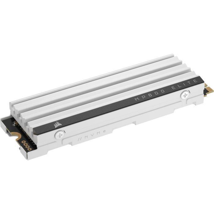 Disque SSD interne - CORSAIR - MP600 ELITE 1TB Gen4 PCIe x4 NVMe M.2 SSD optimisé pour PS5 avec dissipateur LP - Blanc CORSAIR