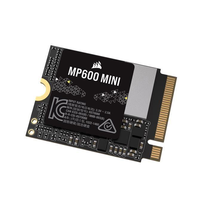 SSD interne - CORSAIR - MP600 Mini 1 to M.2 2230 NVMe PCIe x4 Gen4 2 SSD - Jusqu'a 4 800 Mo/Sec - 3D TLC NAND Haute Densité - Noir CORSAIR