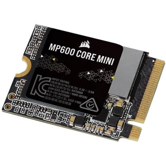 SSD interne - CORSAIR - MP600 Core Mini 1To M.2 NVMe PCIe x4 Gen4 2 SSD - M.2 2230 - Jusqu'a 5.000 Mo/s - Noir CORSAIR