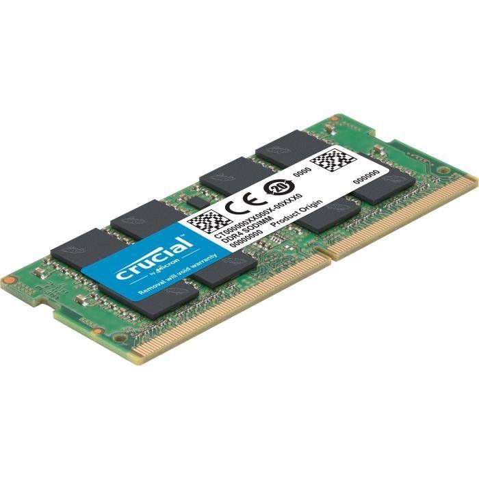 Barrette mémoire SODIMM DDR4 Crucial PC4-21300 (2667 Mhz) 4Go (Vert) CRUCIAL