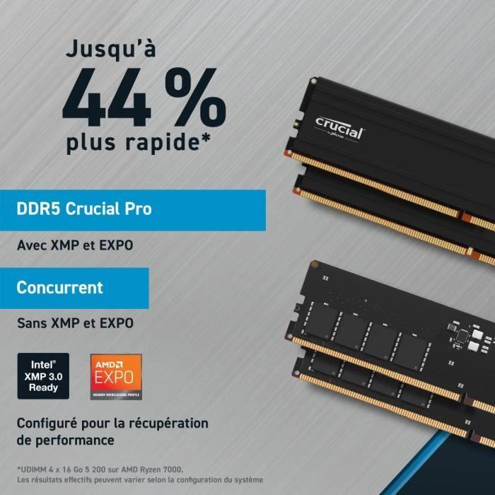 Mémoire RAM - CRUCIAL - PRO DDR5 - 48Go (2x24Go) - DDR5-5600 - UDIMM CL46 (CP2K24G56C46U5) CRUCIAL