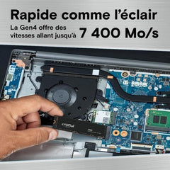 Crucial T500 SSD 2 To PCIe Gen4 NVMe M.2 SSD Interne Gaming, jusqu'a 7200Mo/s,  Disque Dur SSD- CT2000T500SSD8 CRUCIAL